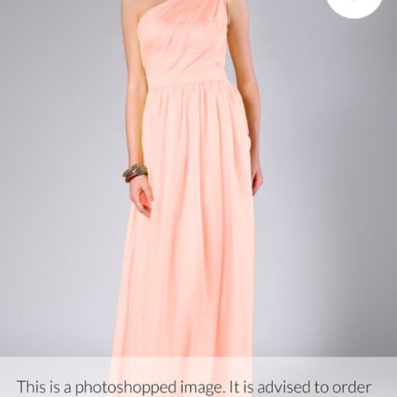Plus size Peach bridesmaid one shoulder dress - Picture 3 of 4